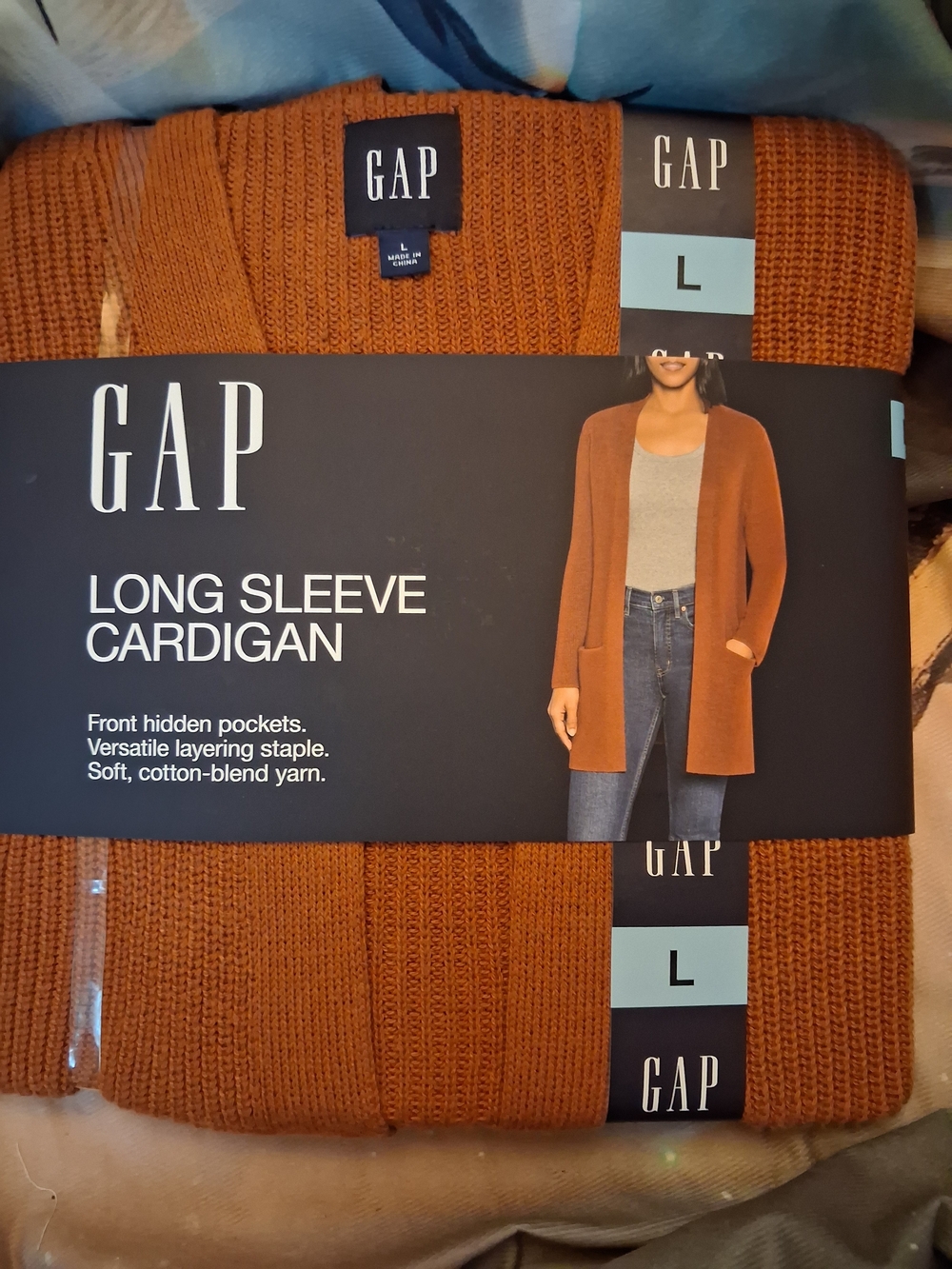 GAP Rust Open-Front Pocket Cardigan - Picture 2 of 3